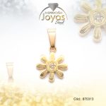 Dije de Acero Aleación Circón Dorado Flor - 870313