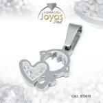 Dije de Acero Aleación Circón Plateado Corazón - 870316