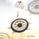 Dije de Acero Aleación Esmalte Dorado y Negro Timón - 870352