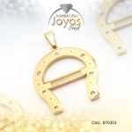 Dije de Acero Aleación Circón Dorado Herradura - 870353