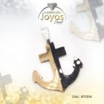 Dije de Acero Aleación Esmalte Plateado Dorado y Negro Ancla - 870354