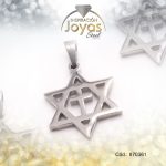 Dije de Acero Religioso Plateado Estrella de David - 870361