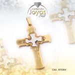 Dije de Acero Religioso Circón 2 Tonos Cruz - 870364