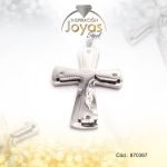 Dije de Acero Religioso Circón Plateado Cruz - 870367
