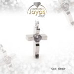 Dije de Acero Religioso Circón Plateado Cruz - 870369