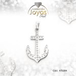 Dije de Acero Aleación Circón Plateado Ancla - 870384