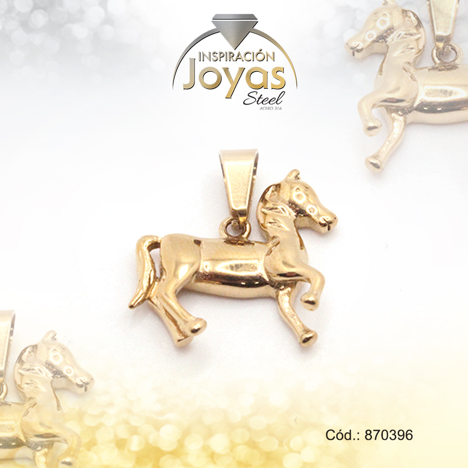 870396 Dije de Acero Variado Dorado Caballo - 870396 - Imagen 1