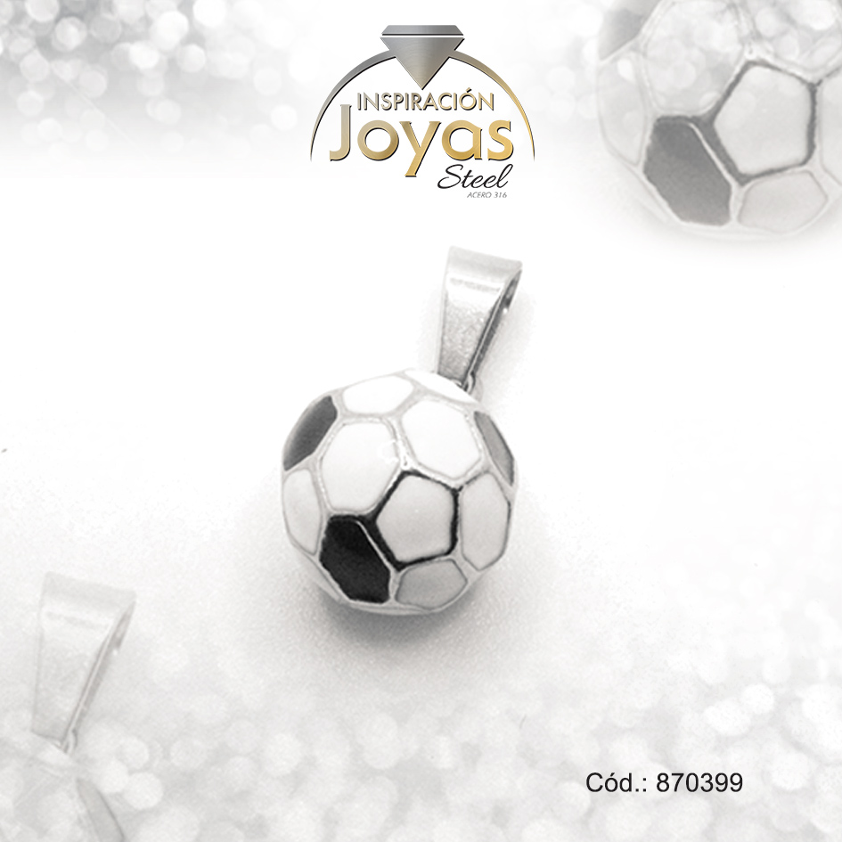 870399 Dije de Acero Aleación Esmalte Plateado Blanco y Negro Pelota - 870399 - Imagen 1