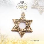 Dije de Acero Religioso Esmalte Dorado Negro Estrella de David - 870403