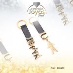 Dije de Acero Tu Y Yo Cuero Dorado Llavero - 870412