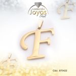 Dije de Acero Letra Dorado F - 870422