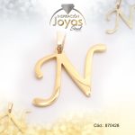 Dije de Acero Letra Dorado N - 870428