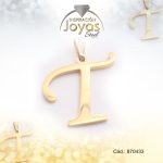 Dije de Acero Letra Dorado T - 870433