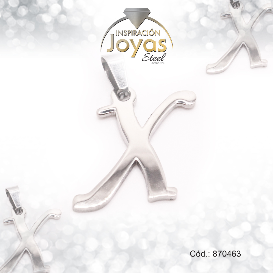 870463-1 Dije de Acero Letra Plateado X - 870463 - Imagen 1