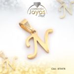 Dije de Acero Letra Dorado N - 870478