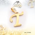 Dije de Acero Letra Dorado T - 870483