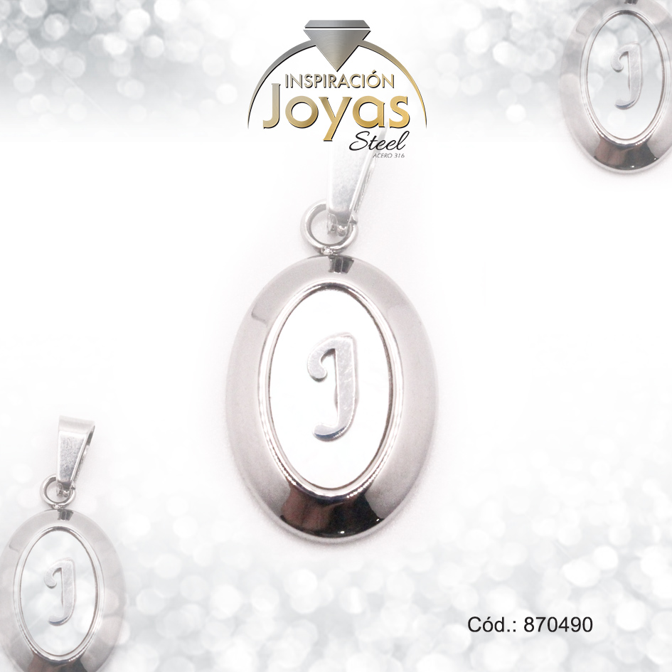 870490-1 Dije de Acero Letra Nácar Plateado J - 870490 - Imagen 1