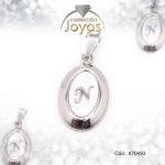 Dije de Acero Letra Nácar Plateado N - 870493