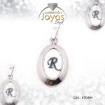 Dije de Acero Letra Nácar Plateado R - 870494