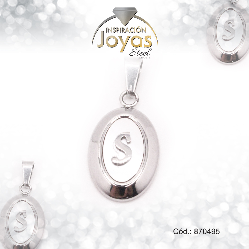 870495-1 Dije de Acero Letra Nácar Plateado S - 870495 - Imagen 1