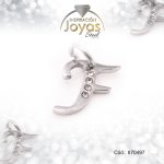 Dije de Acero Letra Circón Plateado F - 870497