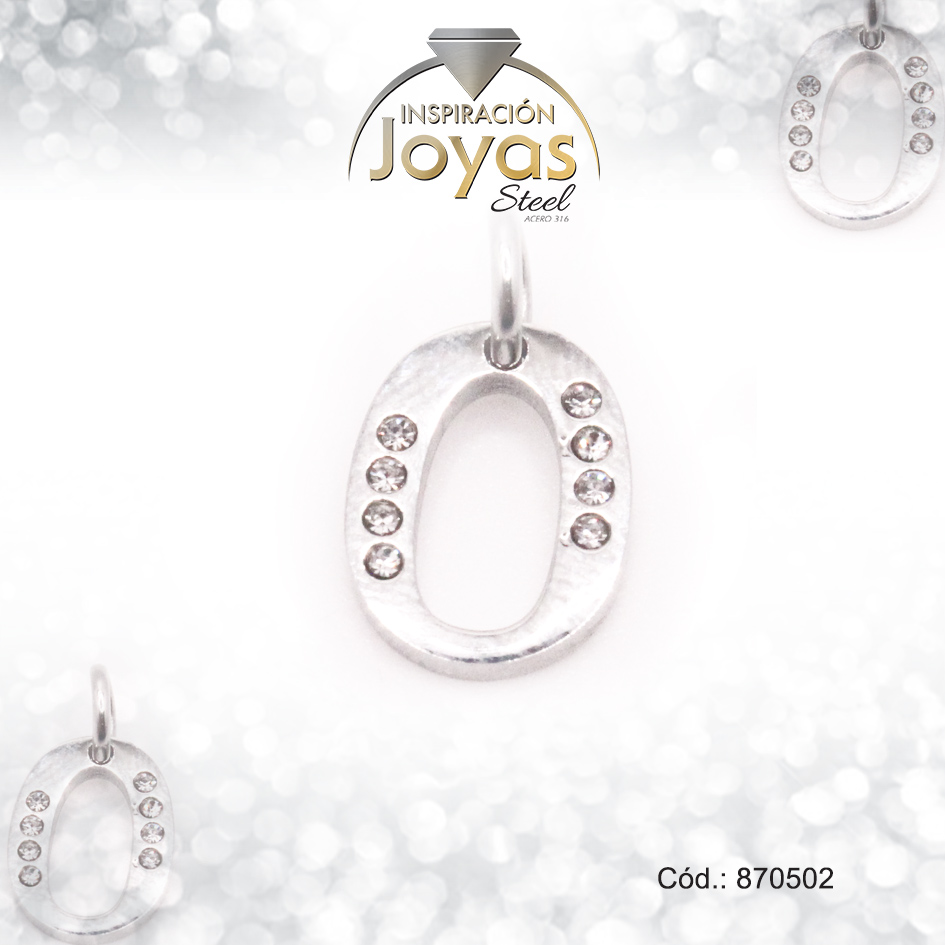 870502 Dije de Acero Letra Circón Plateado O - 870502 - Imagen 1