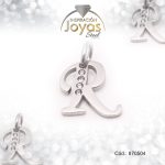 Dije de Acero Letra Circón Plateado R - 870504