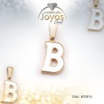 Dije de Acero Letra Nácar Dorado B - 870513