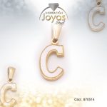 Dije de Acero Letra Nácar Dorado C - 870514