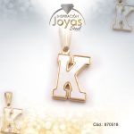 Dije de Acero Letra Nácar Dorado K - 870518
