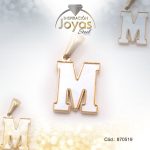 Dije de Acero Letra Nácar Dorado M - 870519