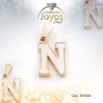 Dije de Acero Letra Nácar Dorado N - 870520
