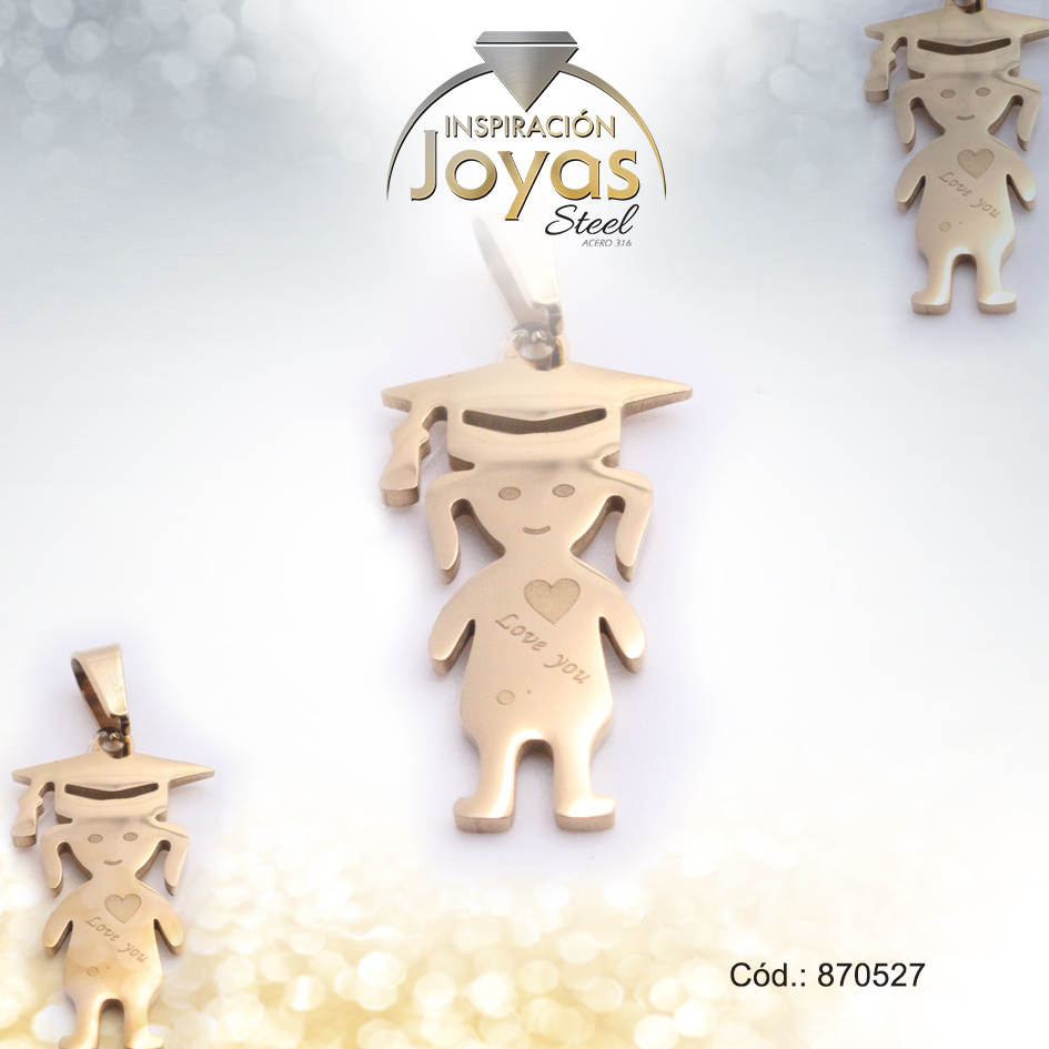 870527 Dije de Acero Variado Dorado Niña, Graduación - 870527 - Imagen 1