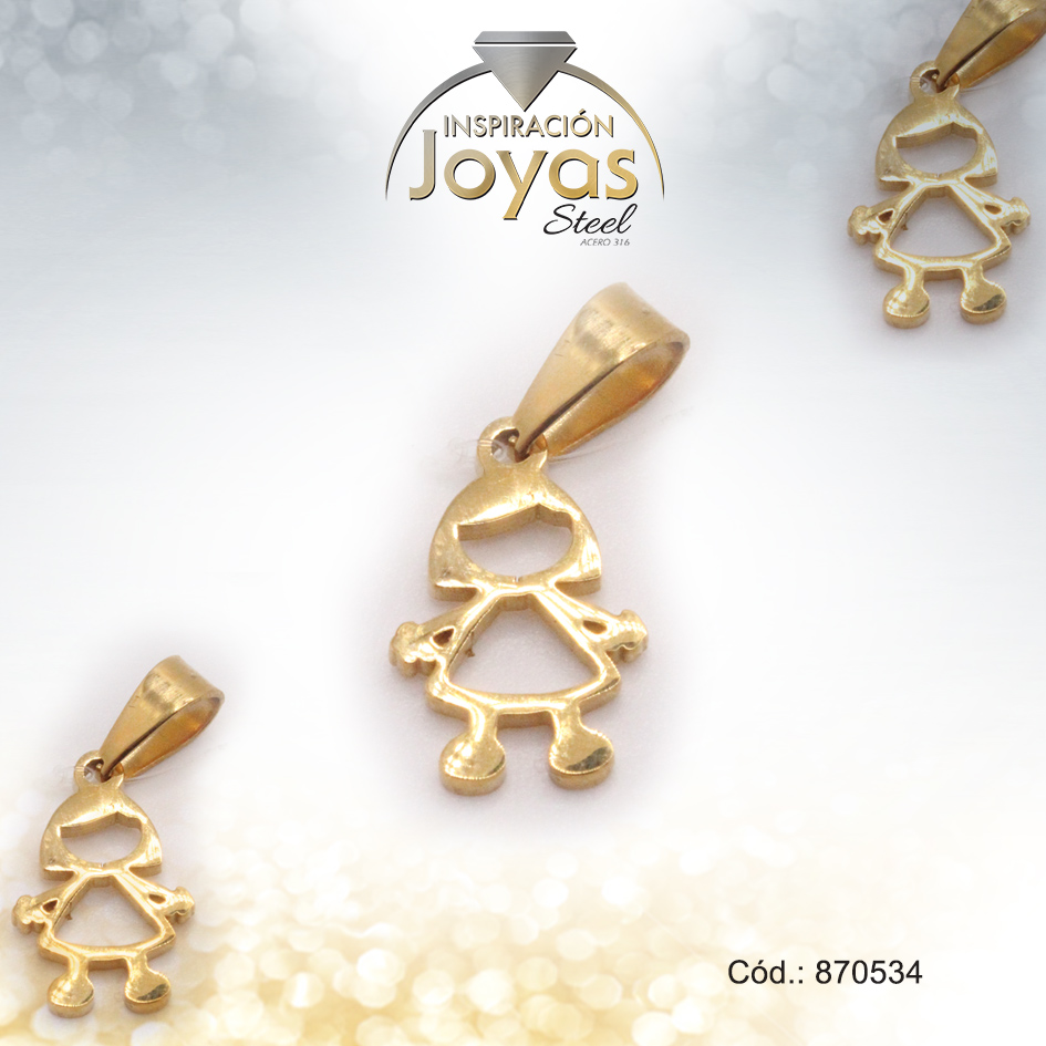 870534 Dije de Acero Variado Dorado Niña - 870534 - Imagen 1
