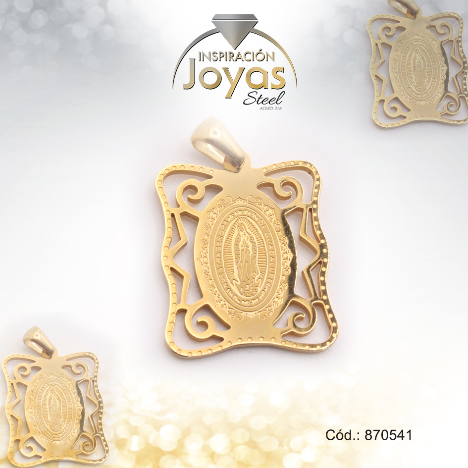 870541 Dije de Acero Religioso Dorado Virgen de Guadalupe - 870541 - Imagen 1