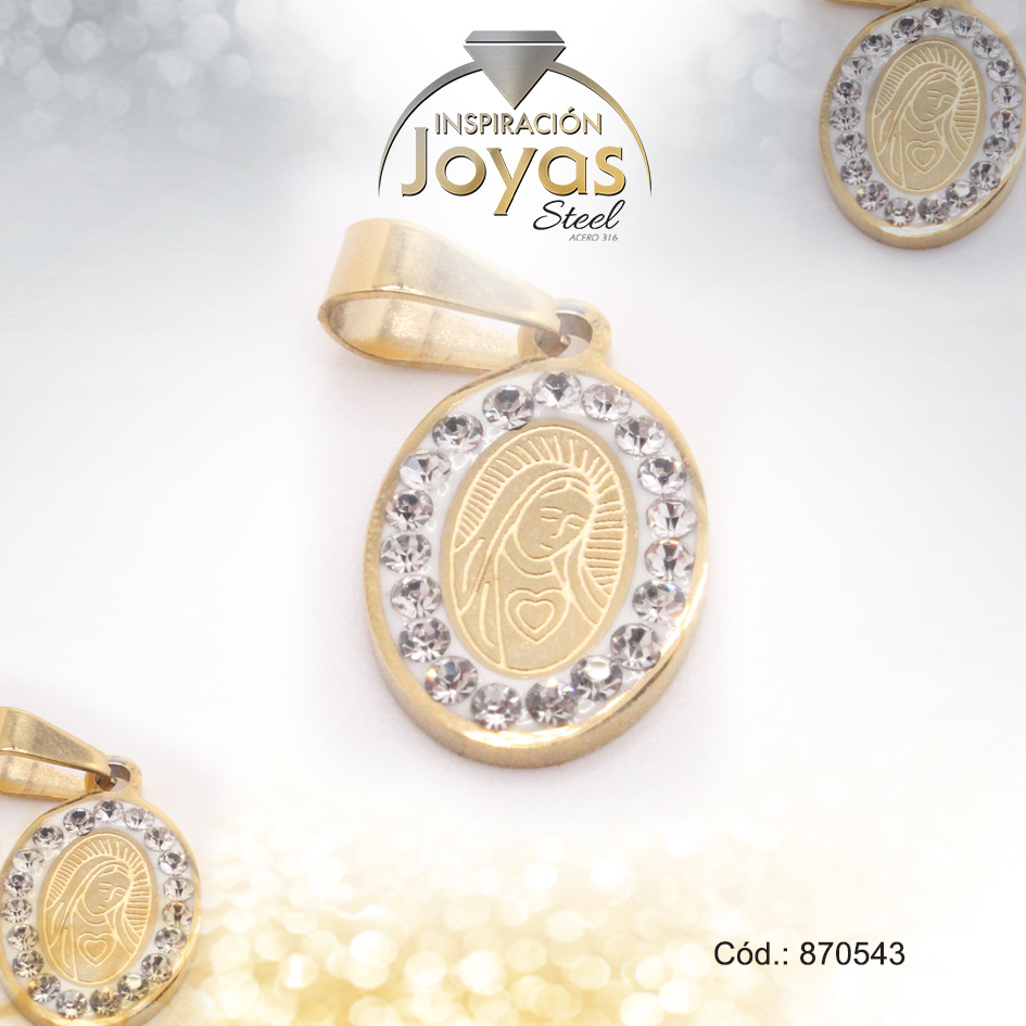 870543 Dije de Acero Religioso Circón 2 Tonos Virgen de Guadalupe - 870543 - Imagen 1