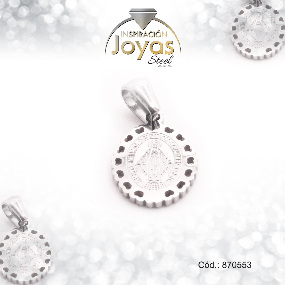 870553 Dije de Acero Religioso Plateado Virgen La Milagrosa - 870553 - Imagen 1