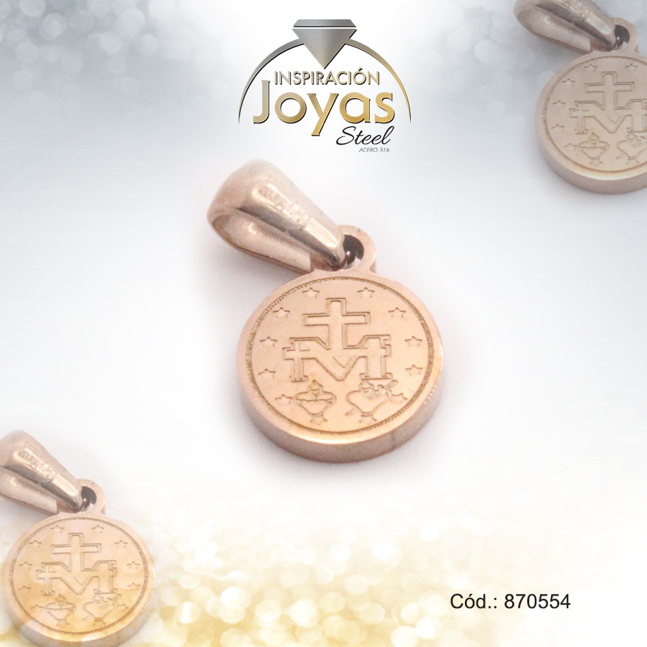 870554 Dije de Acero Religioso Rose Gold Medalla Milagrosa - 870554 - Imagen 1