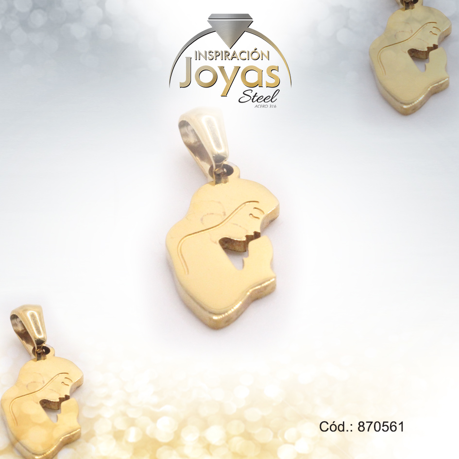 870561 Dije de Acero Religioso Dorado Virgen - 870561 - Imagen 1
