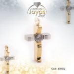 Dije de Acero Religioso Circón 2 Tonos Cruz - 870562