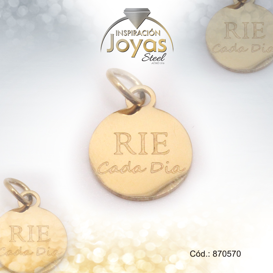 870570 Dije de Acero Variado Motivacional Dorado Círculo - 870570 - Imagen 1