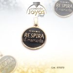 Dije de Acero Aleación Esmalte Motivacional Dorado Círculo - 870579