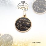 Dije de Acero Aleación Esmalte Motivacional Dorado Círculo - 870580