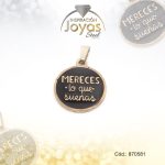 Dije de Acero Aleación Esmalte Motivacional Dorado Círculo - 870581