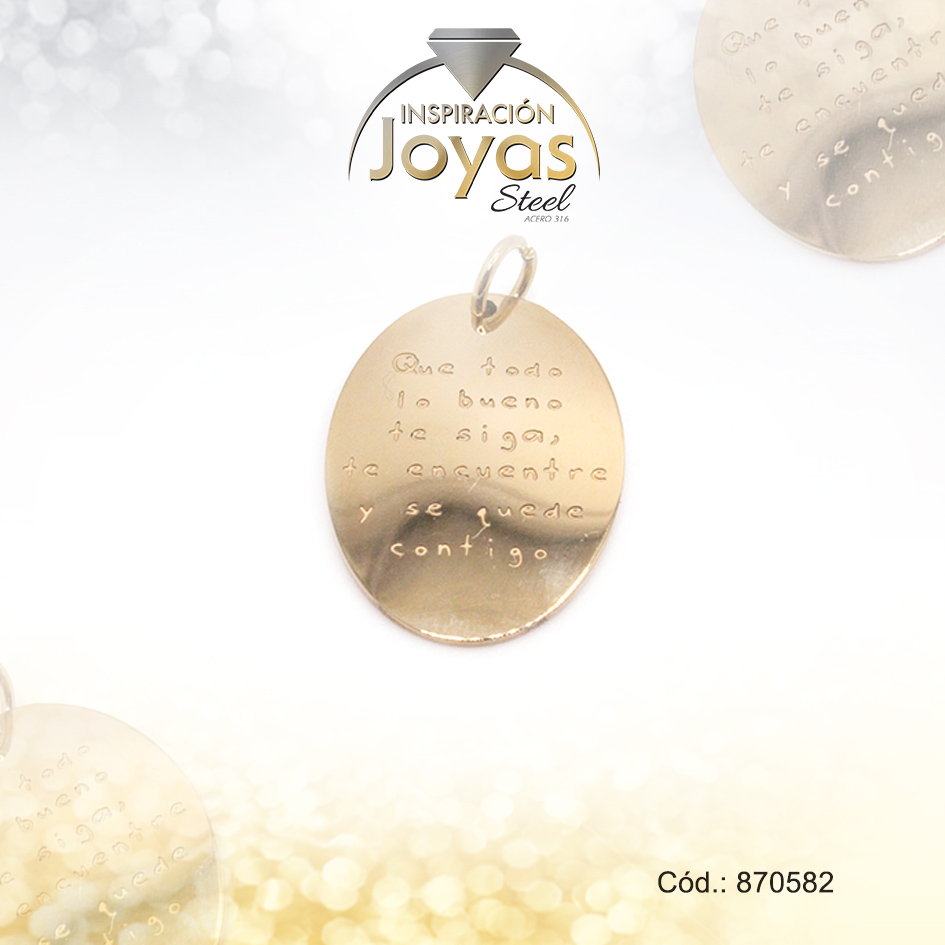 870582 Dije de Acero Variado Motivacional Dorado Óvalo - 870582 - Imagen 1