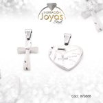 Dije de Acero Tu Y Yo  Plateado Cruz, Corazón - 870588