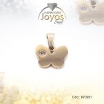 Dije de Acero Aleación Circón Dorado Mariposa - 870591