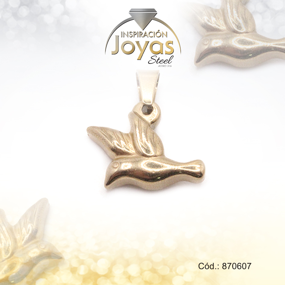 870607 Dije de Acero Variado Dorado Paloma de Paz - 870607 - Imagen 1