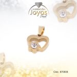 Dije de Acero Aleación Circón Dorado Corazón - 870608