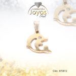 Dije de Acero Aleación Circón Dorado Delfín - 870612